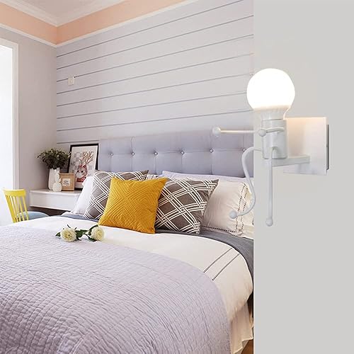 Vista 5 de Moderno retro creativo dibujos animados de hierro forjado lámpara de pared nórdico moderno pequeño Iron Man accesorios de iluminación LED sala