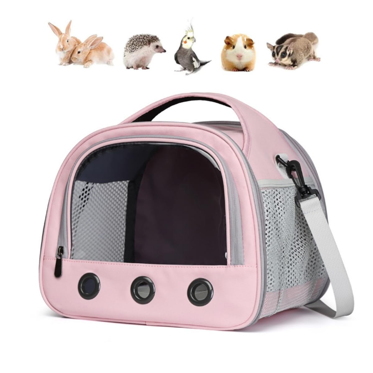 SOONHUA Sac de Transport pour Petits Animaux, Sac de Voyage pour Animal Domestique, Sac de Transport Portable pour Cochon d'Inde avec fenêtre Transparente et Maille Respirante pour Oiseaux, Rats
