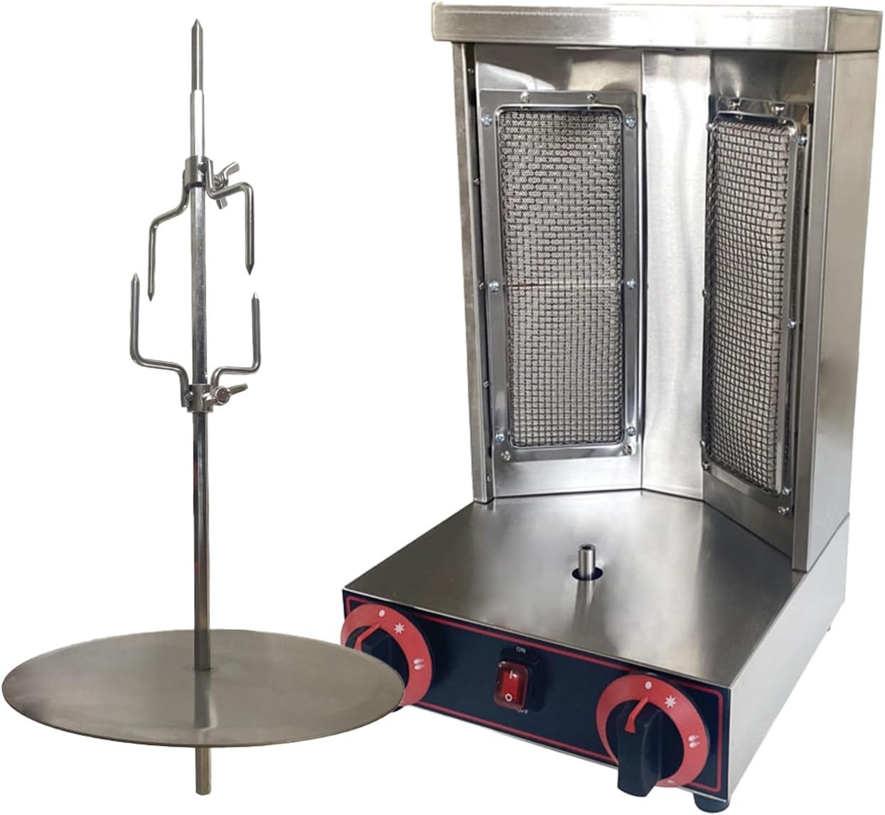 LPG Shawarma Doner Kebab Machine Gas Vertical Broiler Kebab Gyro Grill Machine with 2 Burner