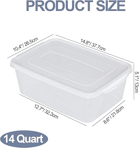 Miniatura 3 de Ramddy Paquete de 4 cajas transparentes de 14 cuartos de galón, contenedor de almacenamiento de plástico con tapa