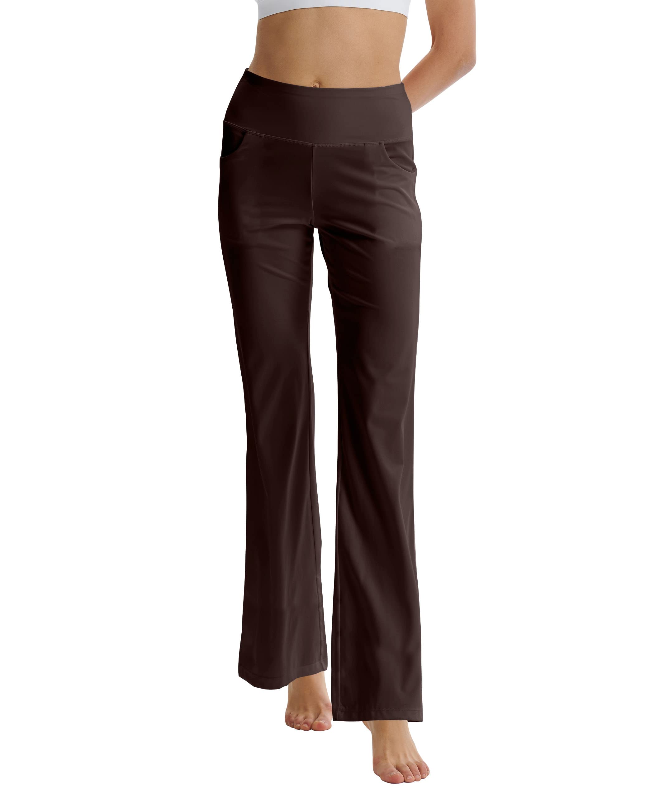 LaiEr Pantaloni da Yoga da Donna con Tasche a Vita Alta Svasata Bootleg Yoga Pantaloni da Allenamento con Tasche Laterali