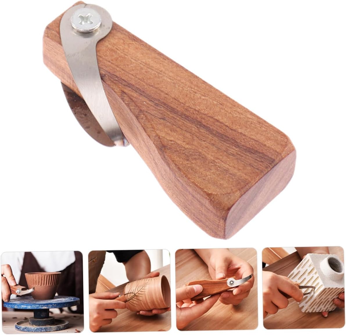 VILLFUL Pottery Clay Sculpture Hand Tool with Wood Handle Metal Carving and Trimming Tool for DIY Craft Projects for Shaping and Modelling