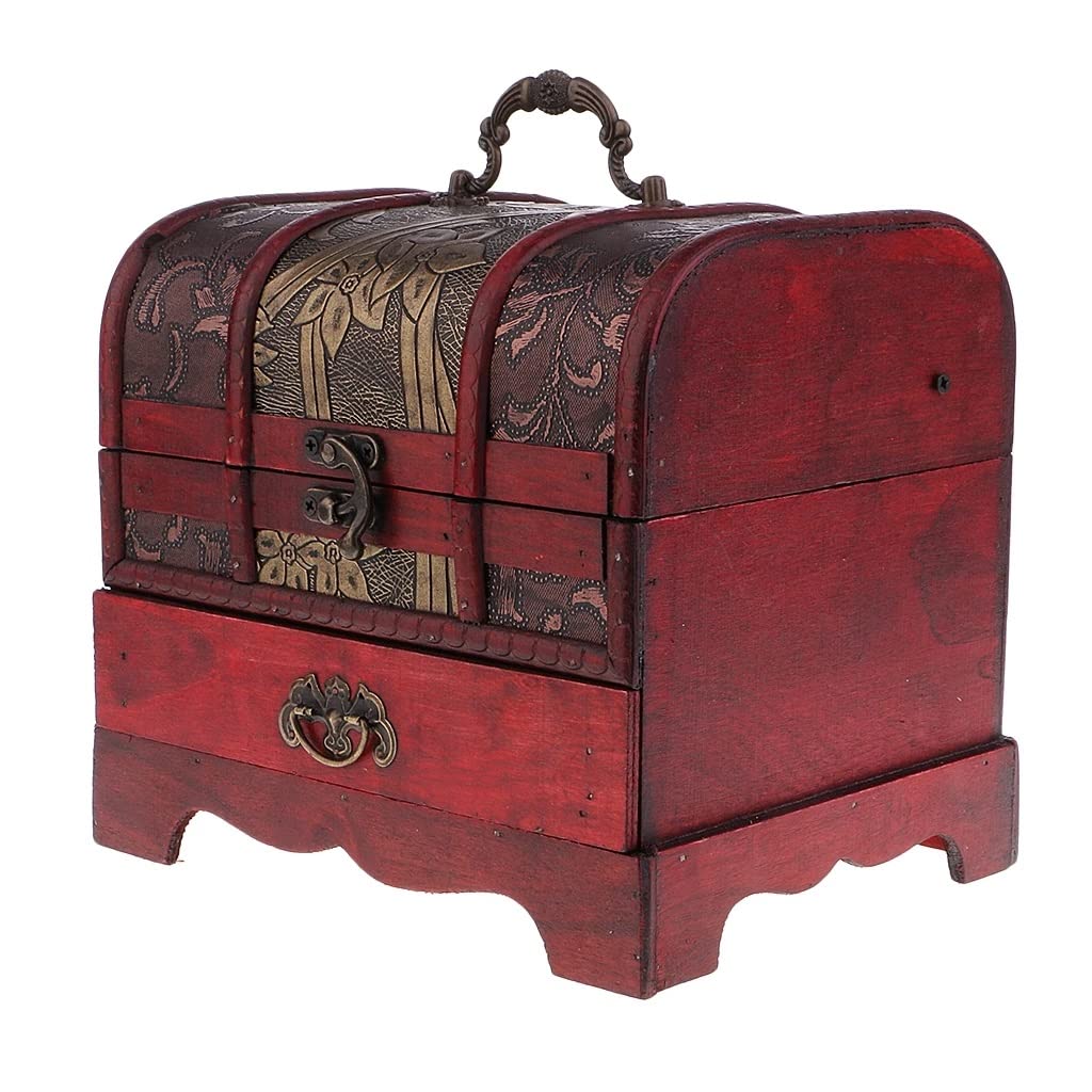 Pudełko do przechowywania, Skrzynka na biżuterię z drewna w stylu retro, organizer skarby, wystrój domu, 22x16 cm