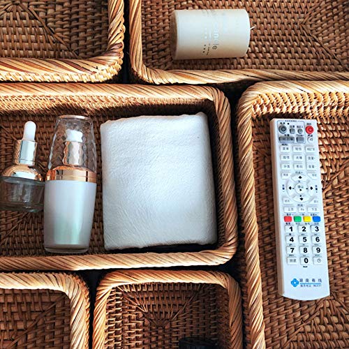 jeerbly Rechteckiger handgefertigter Rattankorb aus geflochtenem Rattan, Obst- und Brottablett, tragbare und einfache Picknick-Aufbewahrungsbox, Küchenartikel und Dekoration