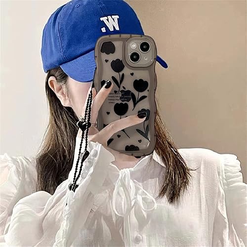 Miniatura 4 de Funda para iPhone 12 con cadena de encanto, diseño floral, bonita funda protectora mate transparente con pulsera de corazón de amor, a prueba de