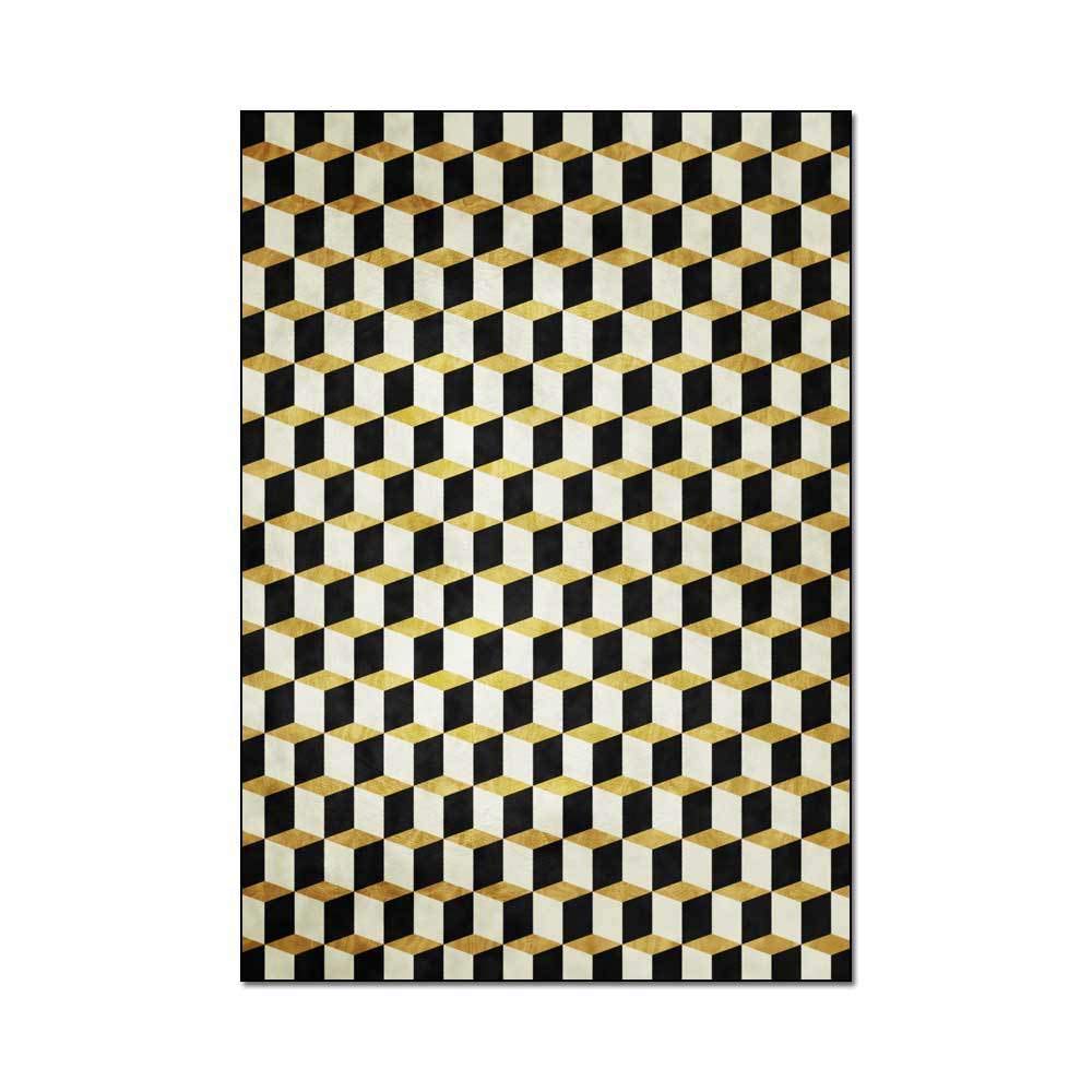 Dywanik bardzo duże prostokątne dywany prosty trójwymiarowy złoty czarny kwadrat do salonu sypialni kuchni dywan 140 x 200 cm (55 cali x 79 cali)