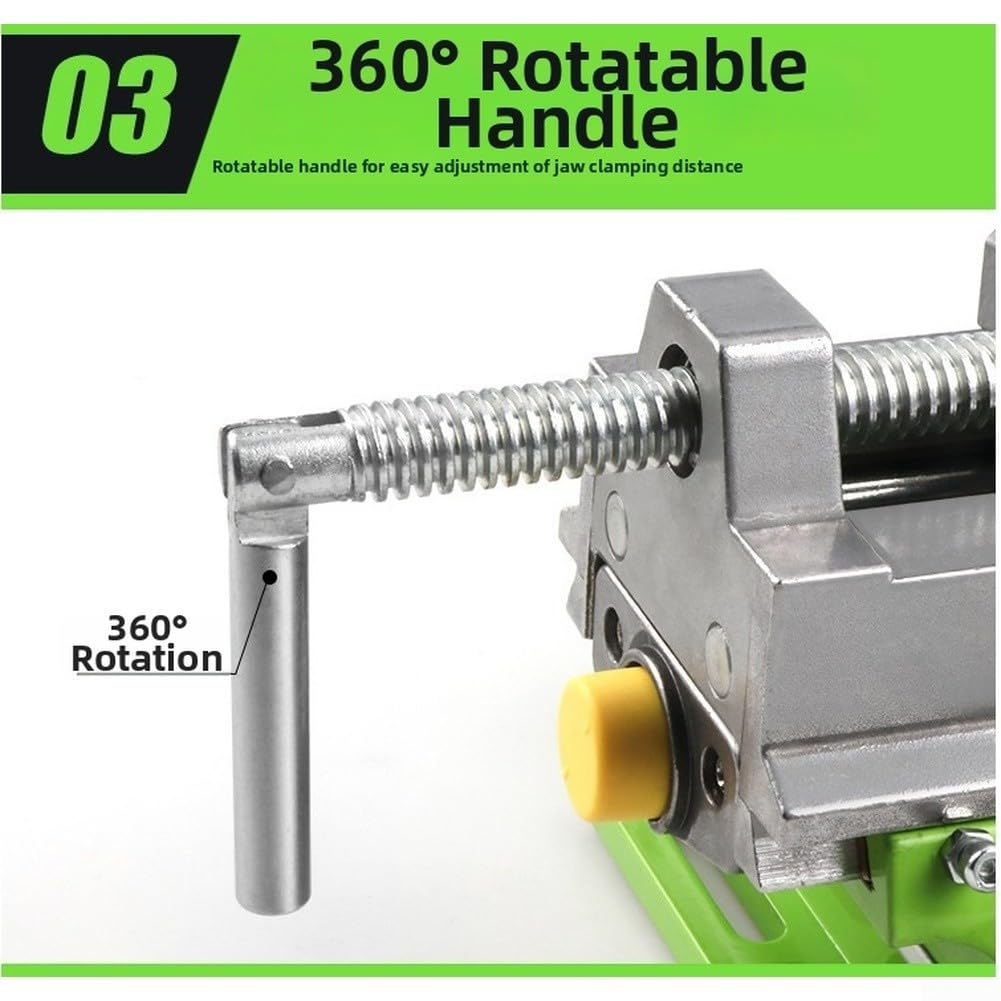 Tornillo de banco giratorio con ajuste lineal dual: mandíbula de 75 mm, distancia de viaje de 80 mm, distancia de viaje en Y de 67 mm, diseño de base giratoria de 90 grados