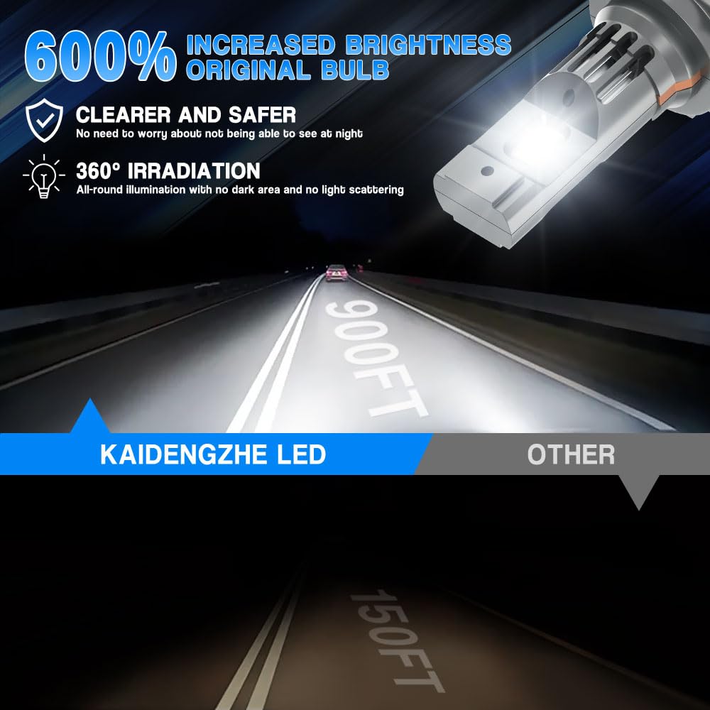 2 Ampoules LED H1 Phare KaiDengZhe 90W 18000LM - 600% Plus Lumineux - Plug & Play 1:1