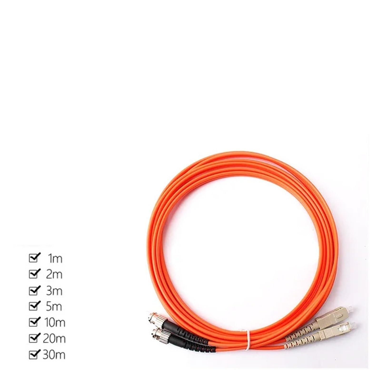 Câble à fibre optique Câble de connexion Jumper 2,0 mm ou 3,0 mm LC/ST/SC/FC UPC multimode double cœur 10 mètres (SC UPC-ST UPC)