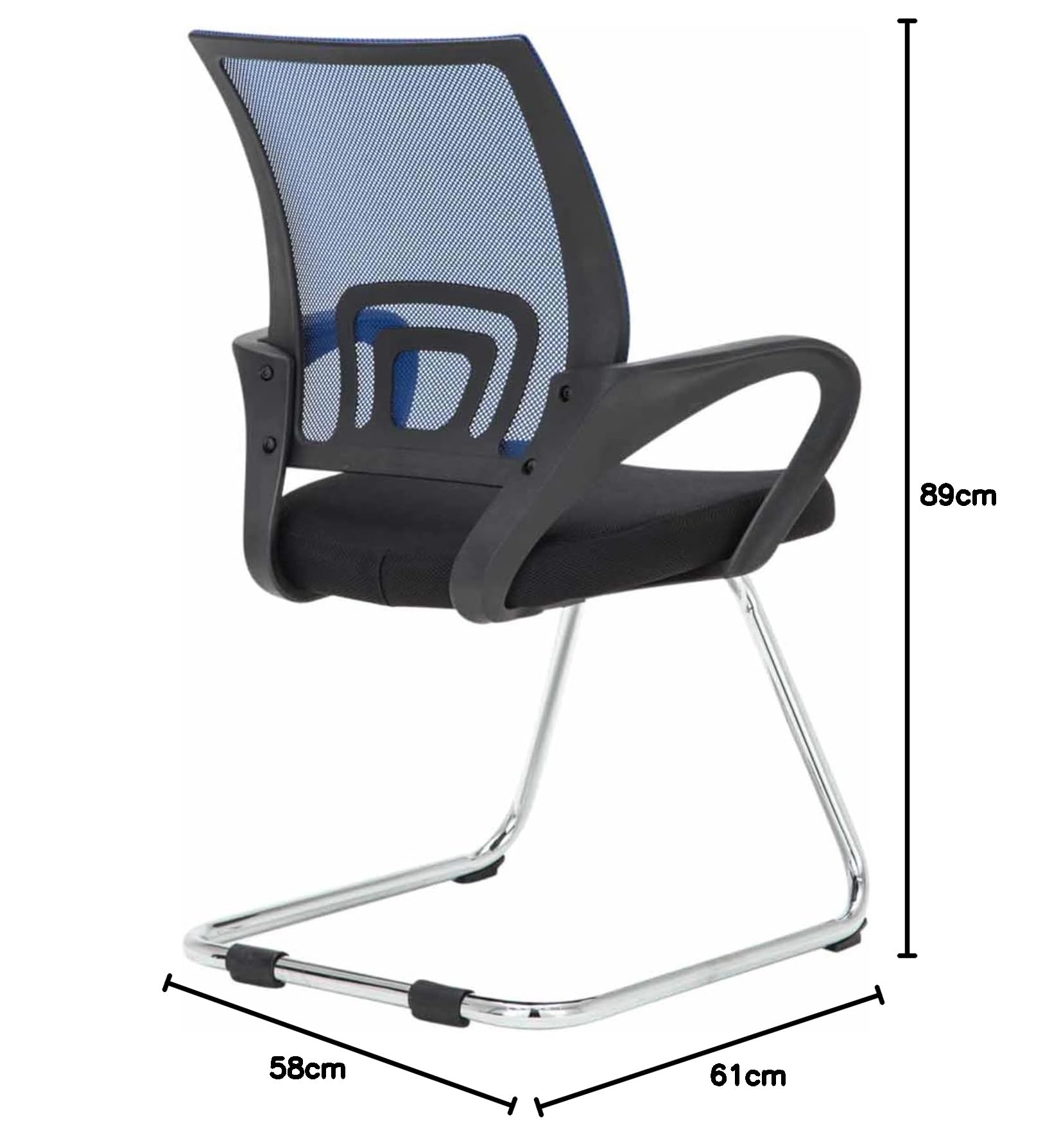 CLP Set 2 Sedie Da Studio Eureka I Seduta In Rete E Telaio In Metallo I Con Braccioli, Colore:blu
