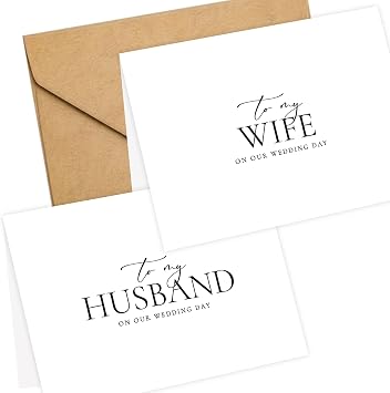 LADY&HOME Set of 2 Wedding Day Cards with Foil Accents and Envelopes,To My Bride On Our Wedding Day Card,To My Groom On Our Wedding Day Card A1 Husband & Wife