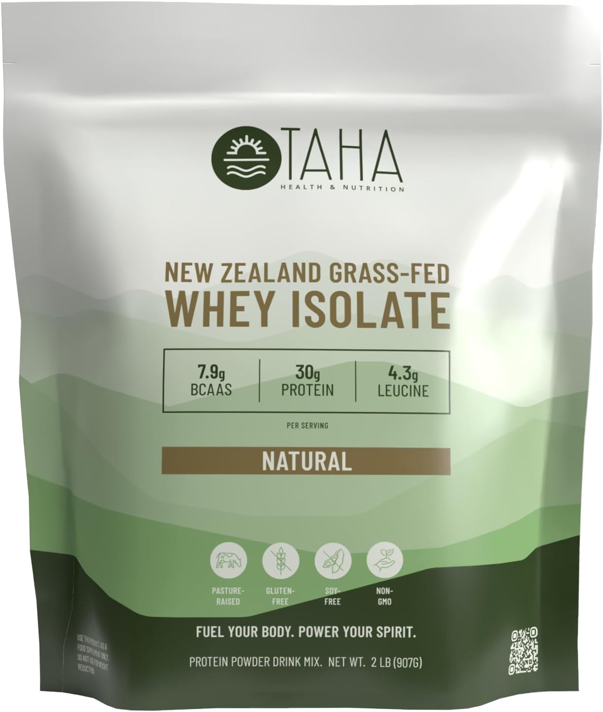 Natural Unflavored Whey Protein Isolate, 30g Protein, 7.9g BCAAs, 4.3g Leucine | New Zealand Grass-Fed, Free-Range Dairy | Gluten & Soy Free, Keto, Kosher | 2LB, ~26 Servings