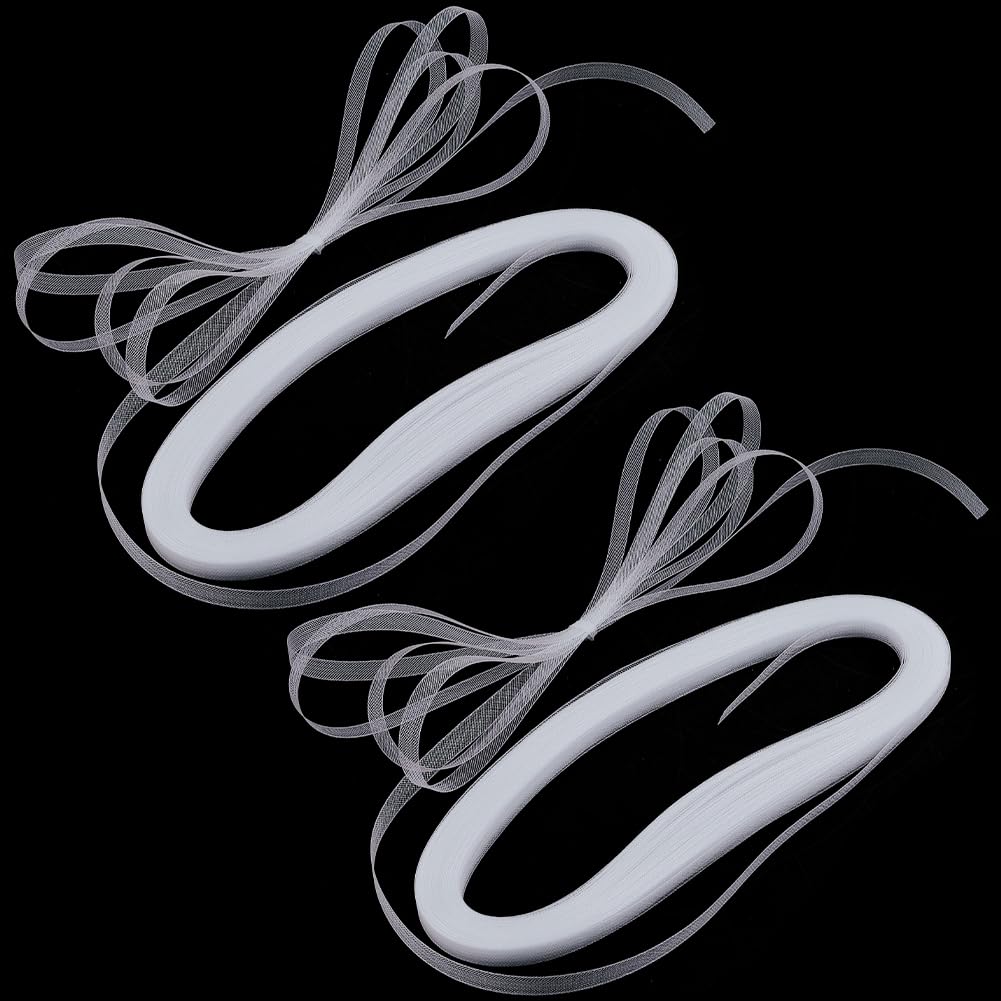 GORGECRAFT 100 Iarda 2 Rotoli Treccia Bianca Rigida 10mm di Larghezza Nastro In Crine di Crinolina In Poliestere Duro per Disossare Cucito Abiti Da Sposa Abiti Gonna Cappelli Accessori Confezioni