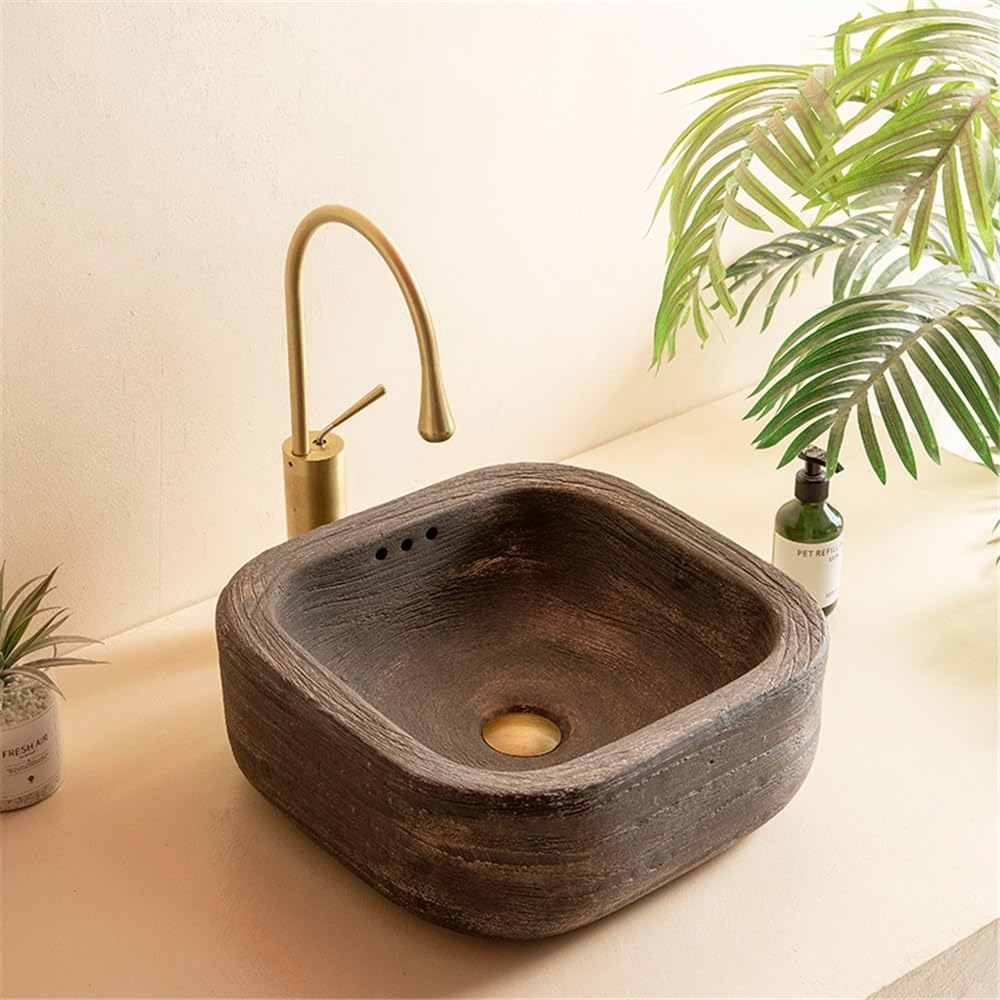 Umywalka Nablatowa Do Łazienki, Mała Umywalka Nablatowa, Ceramiczna, Kwadratowa, Dekoracyjna, Umywalka Łazienkowa, Umywalka Nablatowa
