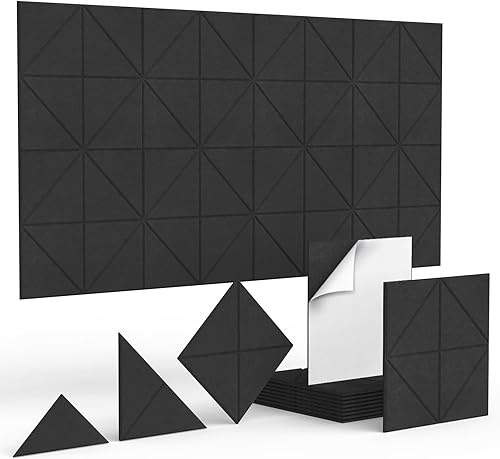 Paquete de 12 paneles acústicos absorbentes de sonido, 12 x 12 x 0.4 pulgadas, paneles de pared de alta densidad insonorizados, paneles de sonido