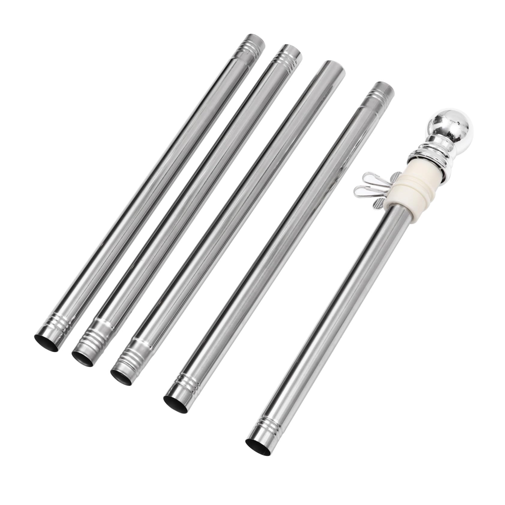 Palo de Bandera de Acero Inoxidable Giratorio 1,83 M 5 Tramos para Montaje en Pared Exterior Resistente al Viento para Jardín y Decoración de Exteriores