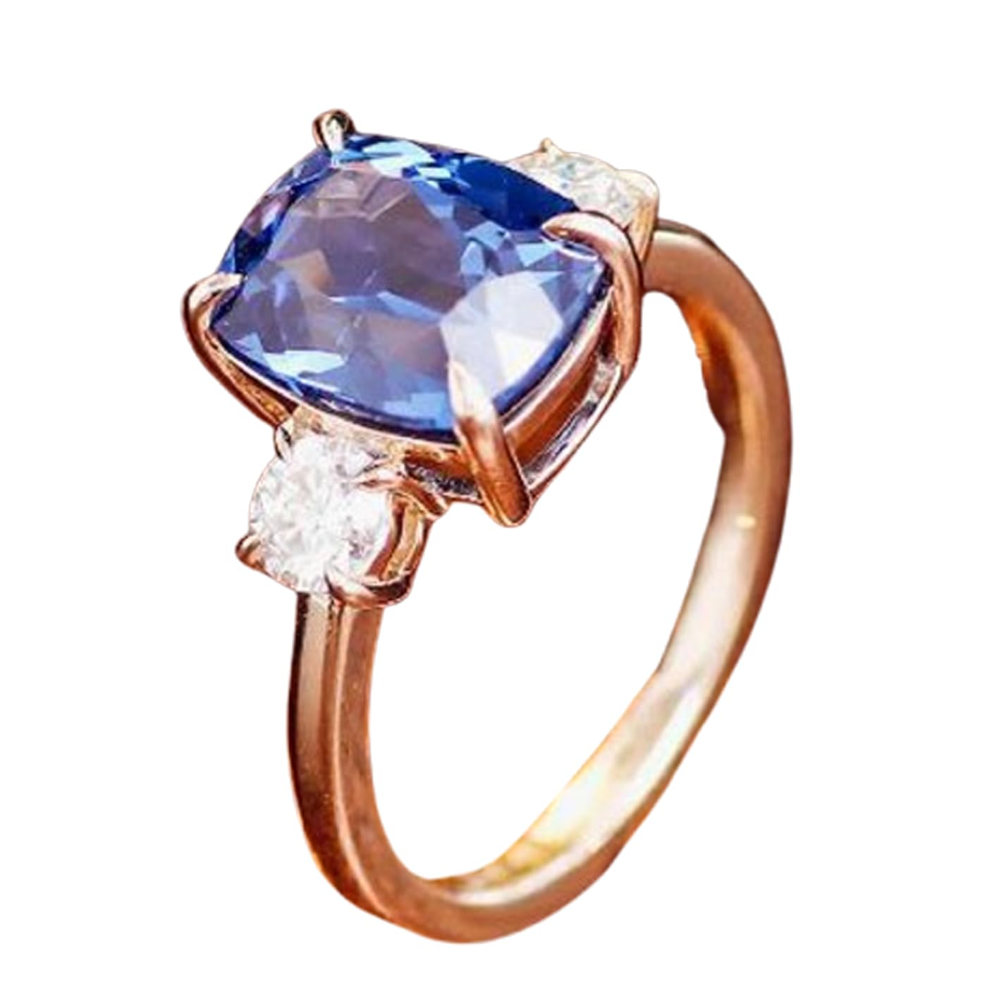 Bague fiançailles argent 925 et moissanite rectangulaire élégante
