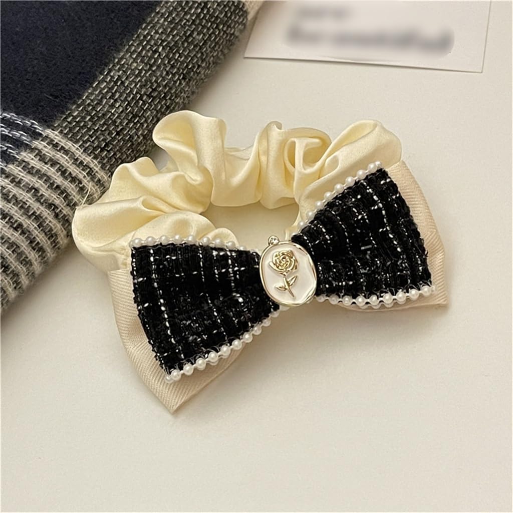 Corde de tête fleur en laine écossaise pour coiffure chic de bureau et sortie