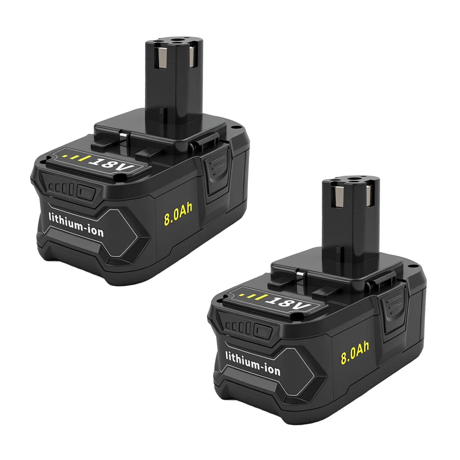 Batería de repuesto de 8,0 Ah para batería de 18 V, batería de iones de litio de alta capacidad con indicador LED, compatible con ONE+ 18 V Cordless Power Tools, con protección contra sobrecarga