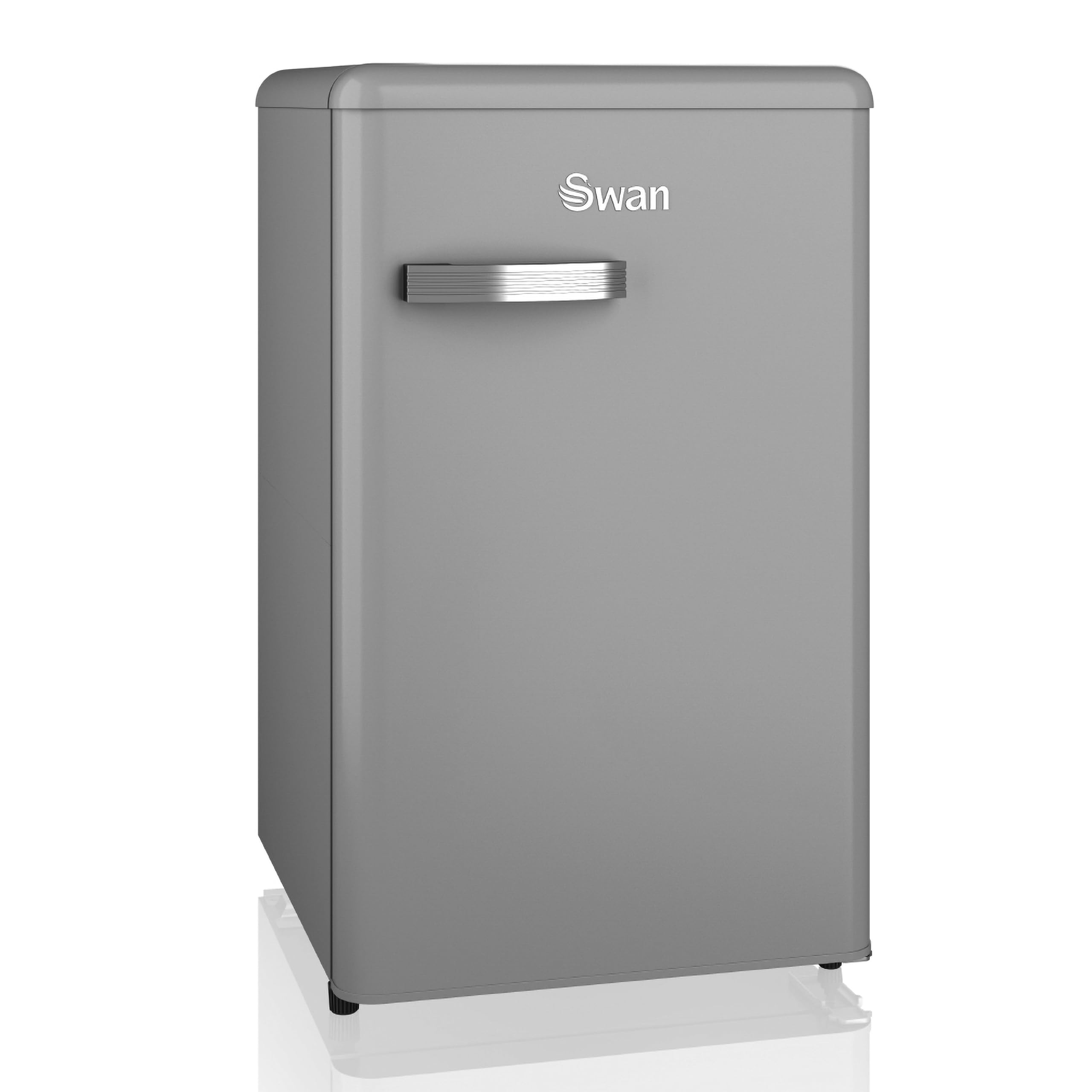 SWAN Retro Under Counter Fridge with 77L Fridge Capacity, 13L Freezer Capacity, 1 Glass Shelf, 3 Door Shelves, 1 Salad Drawer, Grey, SR11035GRNE