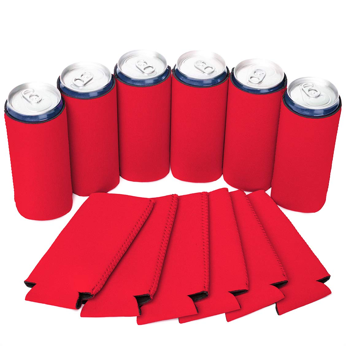 30 Pcs Slim Can Coolers, 12 oz Plain Bulk Collapsible Soda Cover Coolies, DIY Personalized Sublimation Sleeves for Weddings, Bachelorette Parties