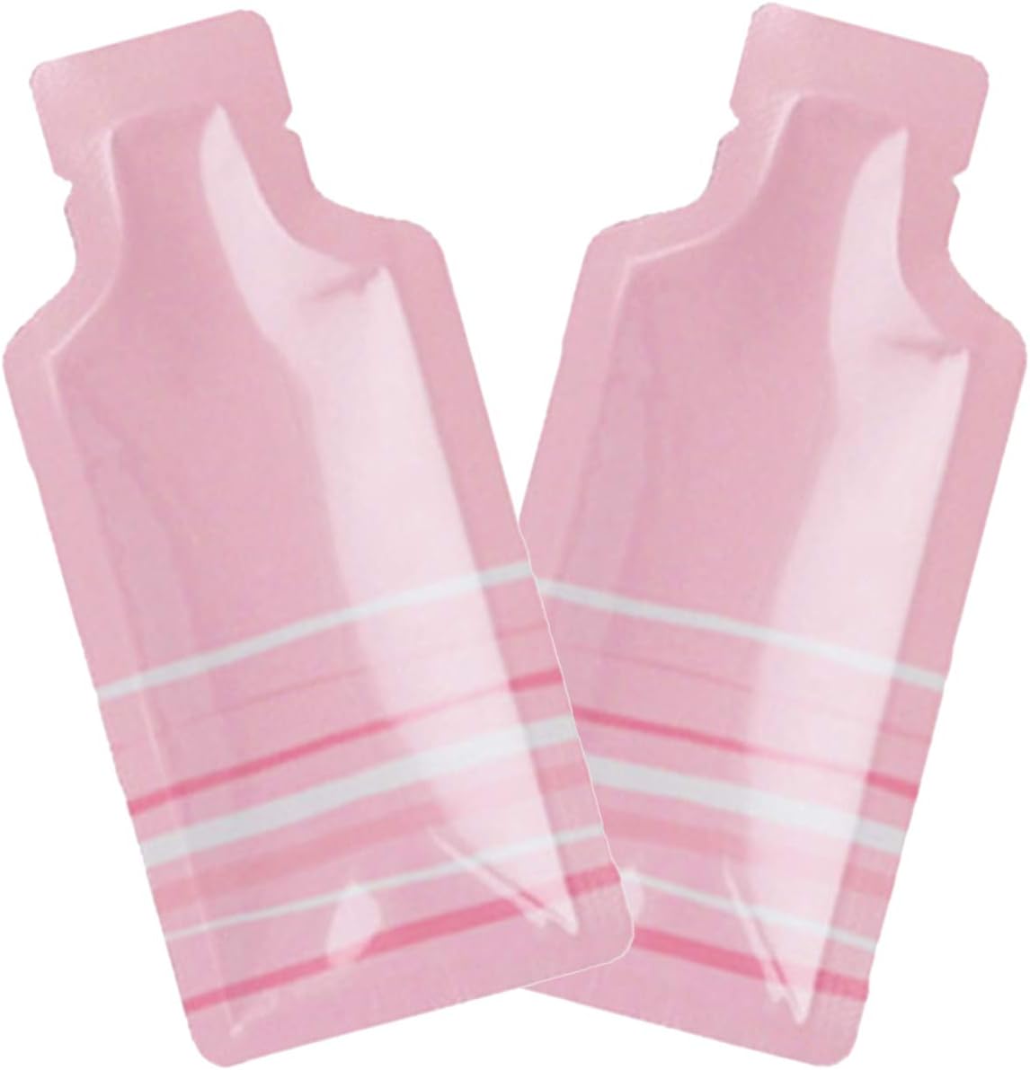 QQ Studio Paquete de 100 bolsas de muestra de sellado térmico con punta dispensadora de un solo uso de papel de aluminio metalizado de color (2" x 4.3", rosa con rayas blancas y rosas)