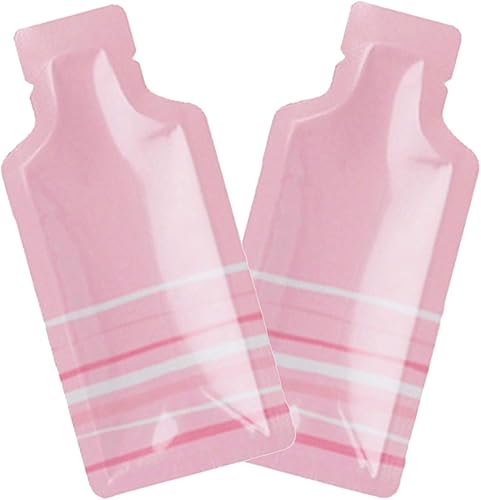 QQ Studio Paquete de 100 bolsas de muestras de sellado térmico con punta dispensadora de un solo uso de aluminio metalizado (2 x 4.3 pulgadas, rosa