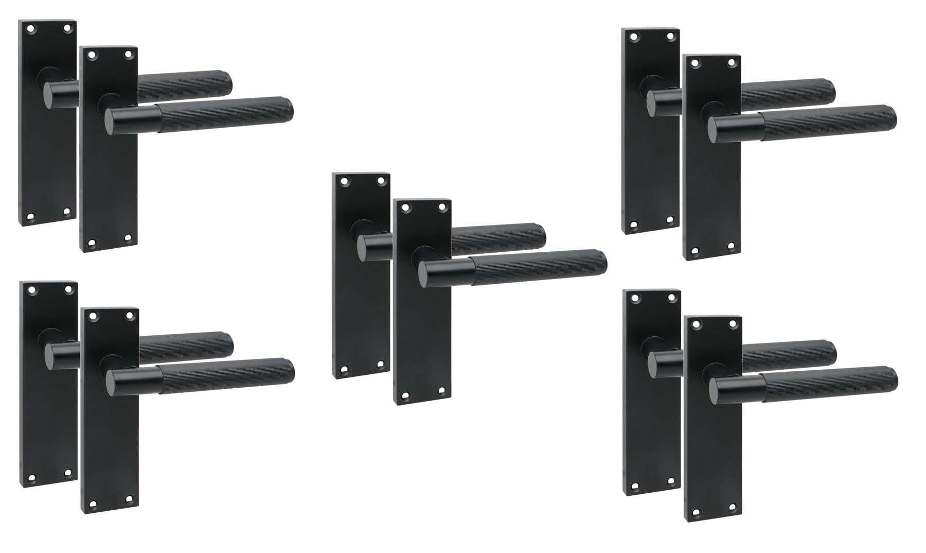 Golden Grace Victorian T-Bar Door Handles 150x40mm, 5 Pairs Matt Black