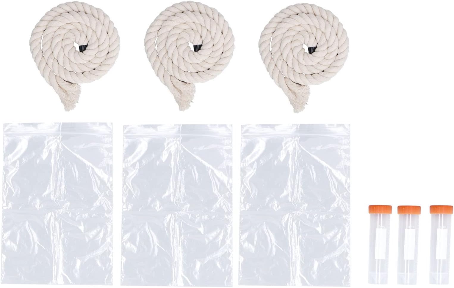 3Sets Saliva Sampling Rope, Swine Fever Detection Tool for Pigs, Saliva Sampling Rope Kit with Plastic Collection Bags, Tubes, Soft Cotton Rope