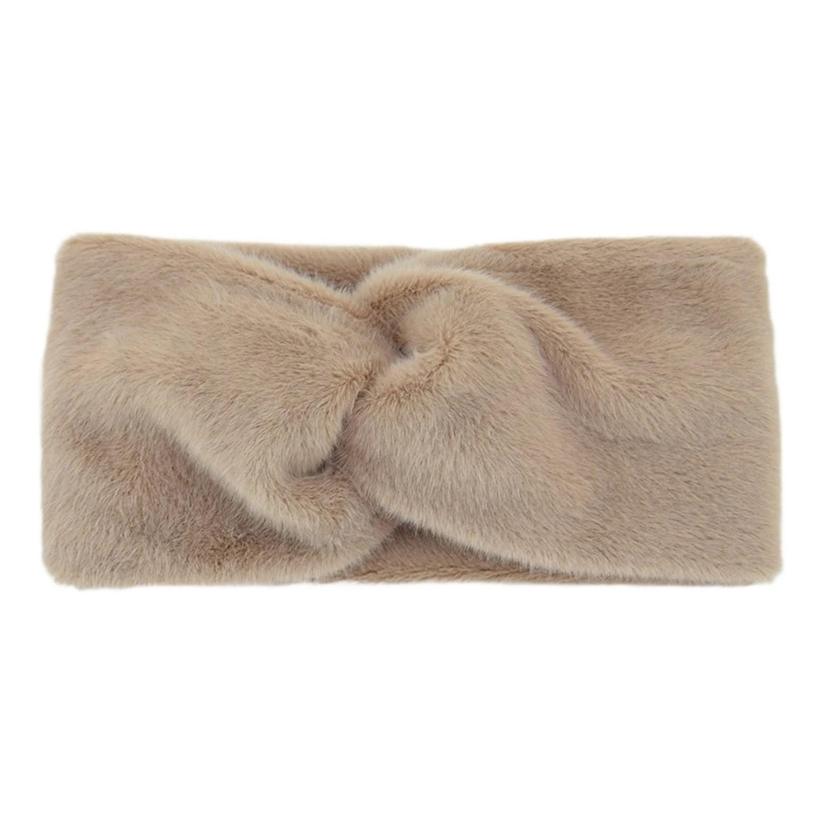 2 uds diadema calentadora de orejas banda elástica for el cabello felpa Color sólido turbante ancho diademas cruzadas DIY Para Mujer(Khaki)