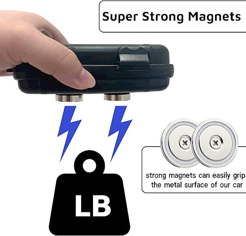 Miniatura 7 de Riomh 2 llaveros magnéticos ocultos debajo del automóvil, caja de llaves con imán fuerte para almacenamiento de llaves en interiores, exteriores,