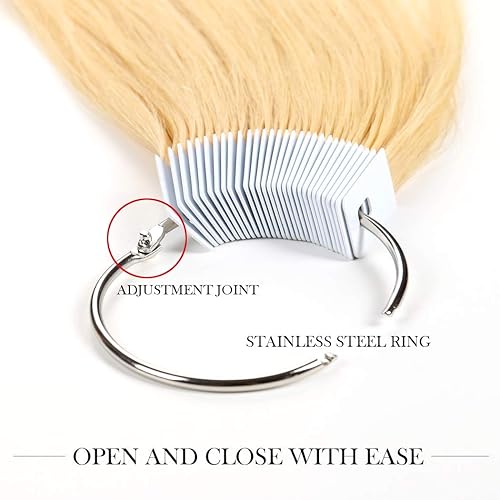 Miniatura 5 de Muestras de cabello para prueba de color, rubio claro 613 tono nivel 9, cabello humano Remy natural real, 30 hebras por paquete, 8 pulgadas