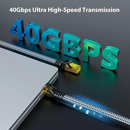 Miniatura 2 de ARISKEEN Cable Ethernet Cat 8 de 30 pies, 40 Gbps 2000 Mhz de alta velocidad, cable de conexión de red LAN Cat8, cable de conexión de red LAN Cat8