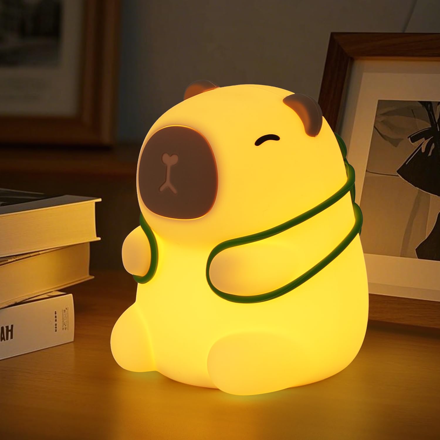 LOFICOPER Capybara Night Light, Cute Animal Soft Silicone LED Lamp with Dimmability and Timer