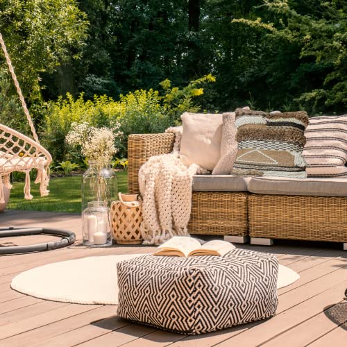 Boho Throw Pillows, Decorative Pillow Covers 18X18 Square Moroccan Rustic Neutral Handwoven Tufted Accent Pillows For Bed Couch Bedroom Sofa Chair, Boho Living Room Decor (Gray/Neutral) #TOP1