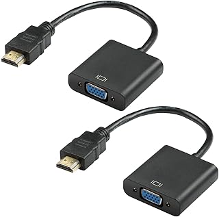 HDMI to VGA, Gold-Plated HDMI to VGA Adapter with 3.5mm Aux Audio Port(Male to Female) for Computer, Desktop, Laptop, PC, Monitor, Projector, HDTV, Chromebook, Raspberry Pi, Roku, Xbox and More (2-pack)