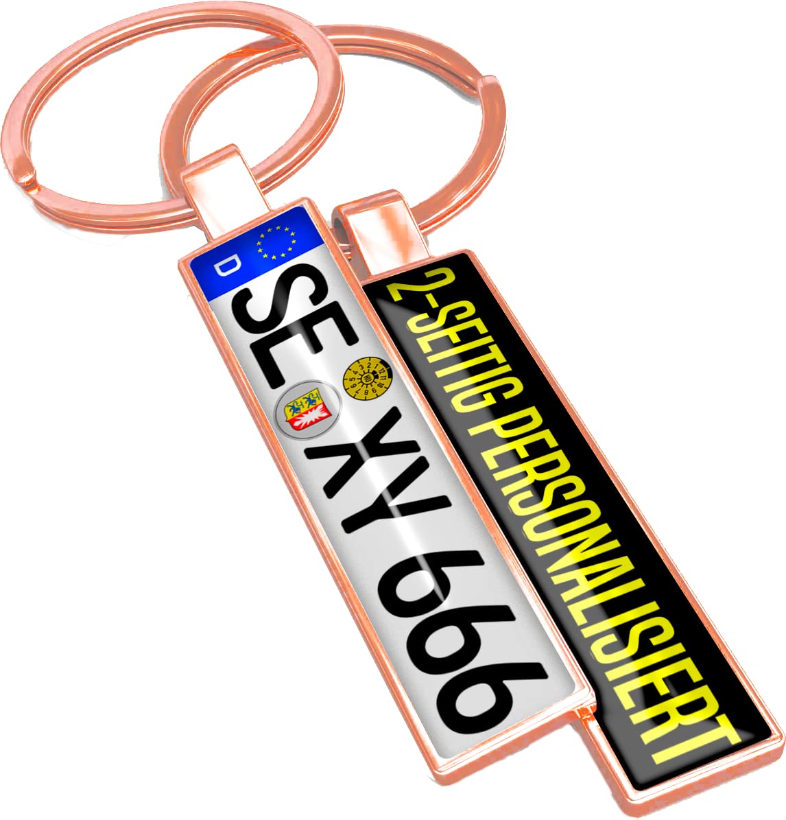 Personalisierter Kennzeichen-Schlüsselanhänger beidseitig mit Name Logo Foto Bild - Individueller Auto Nummernschild-Anhänger aus Metall als Führerschein Geburtstag Autofans Geschenk personalisiert