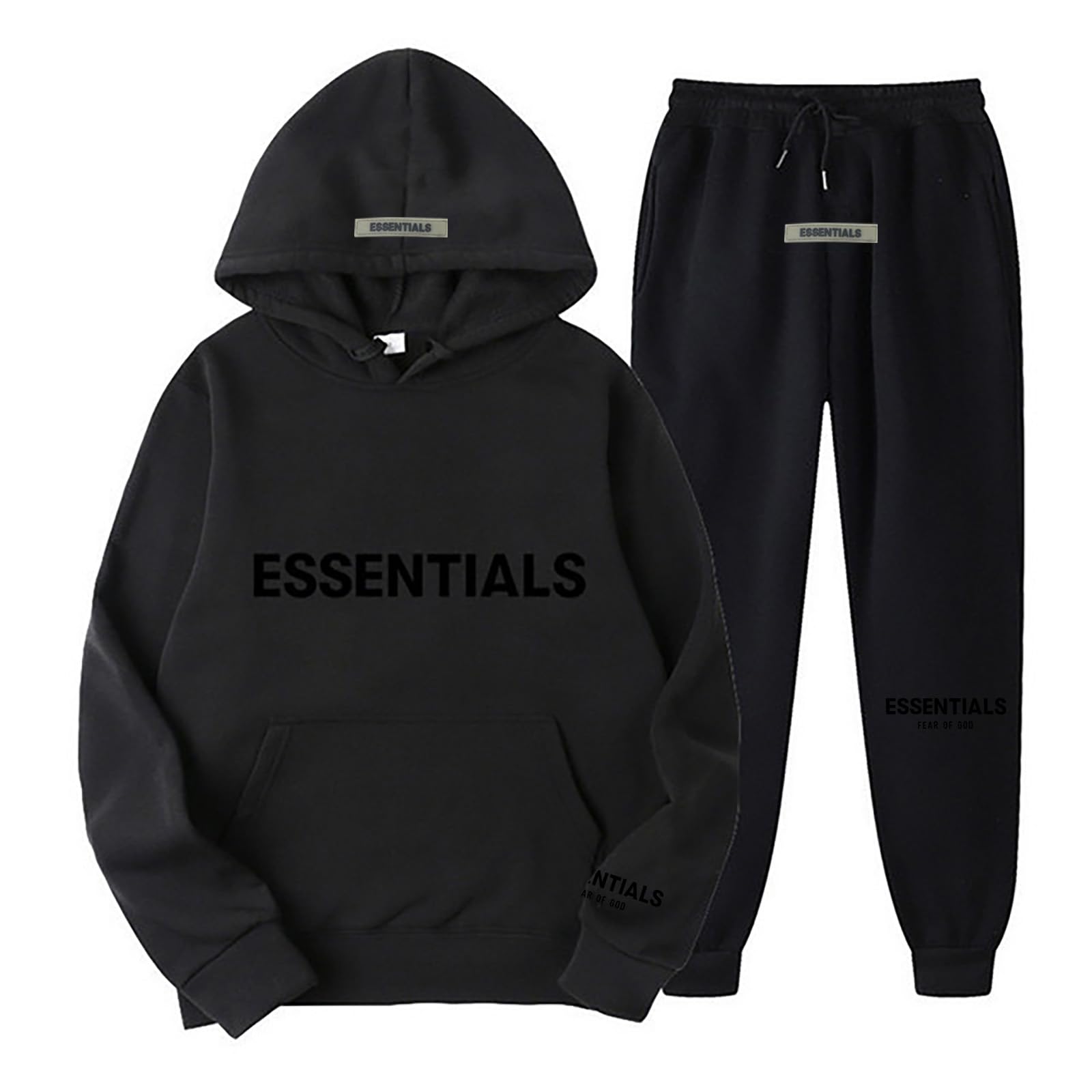 GenericAutumn Winter Jogging Suit for Women and Men, 2-Piece Fashion Letters Print Lightweight Tracksuit with Pocket, Unisex Casual Breathable Comfy Hip Hop Long Sleeve Hoodies and Trousers