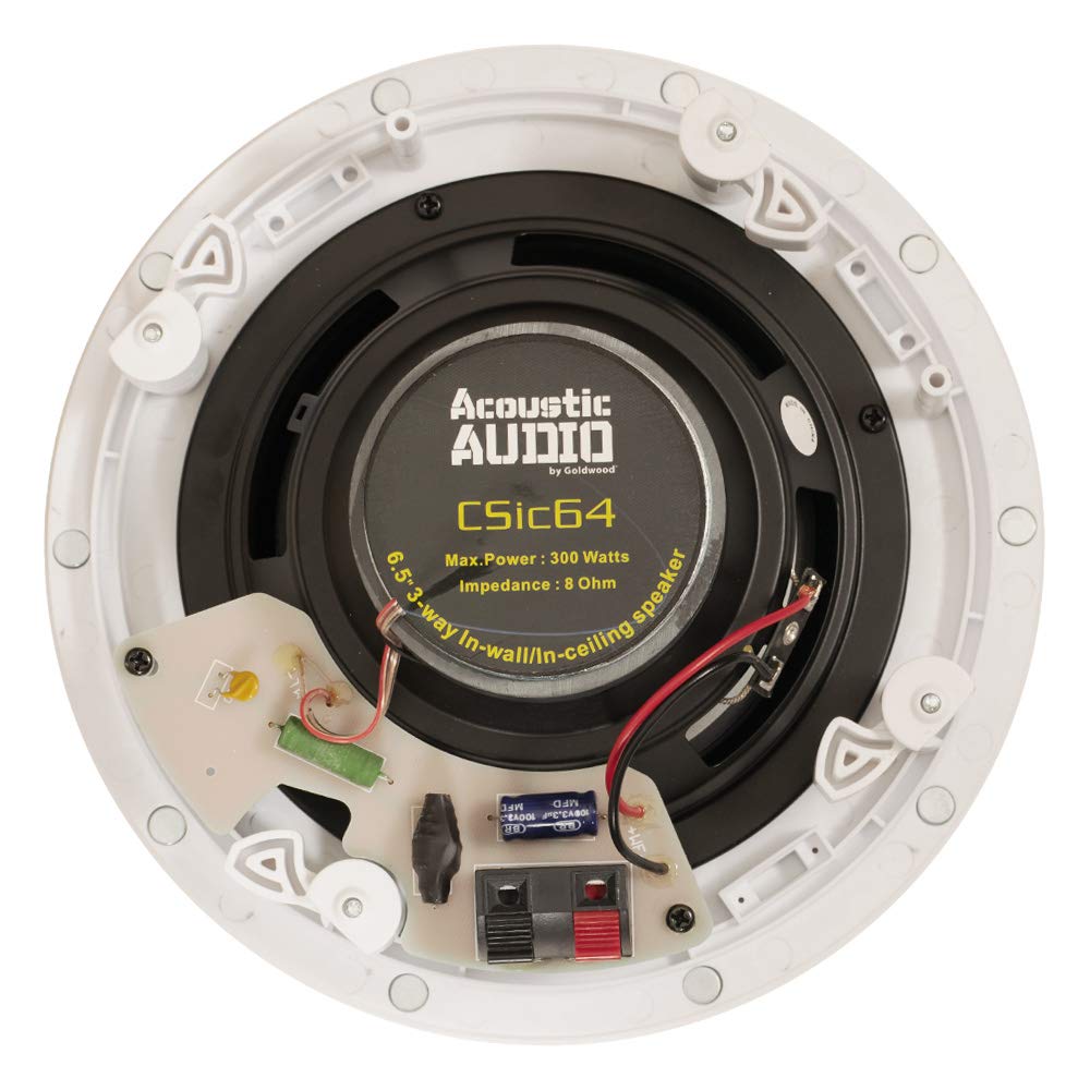 Acoustic Audio CSic64 - Set di 3 altoparlanti da soffitto senza cornice, 16,5 cm, 3 altoparlanti Home Theater