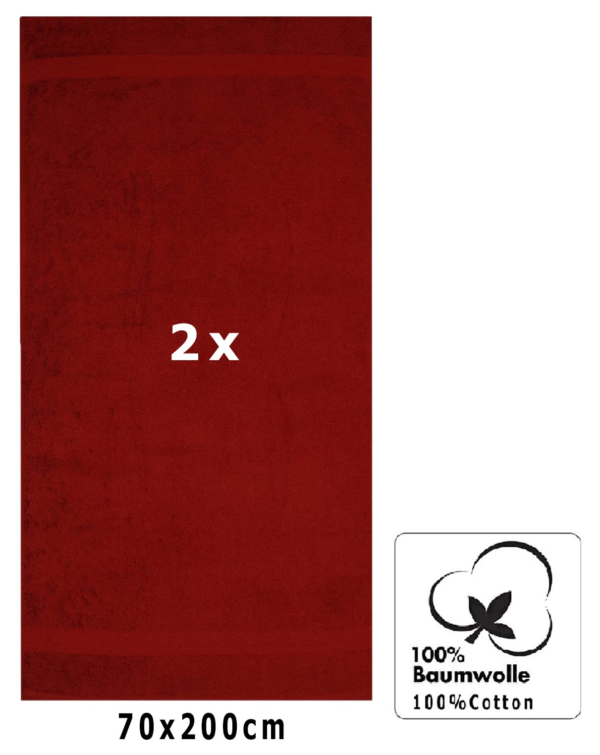 Betz Lot de 2 Serviettes à Sauna Premium Drap de Bain 100% Coton 70 x 200cm Couleur Rouge Rubis