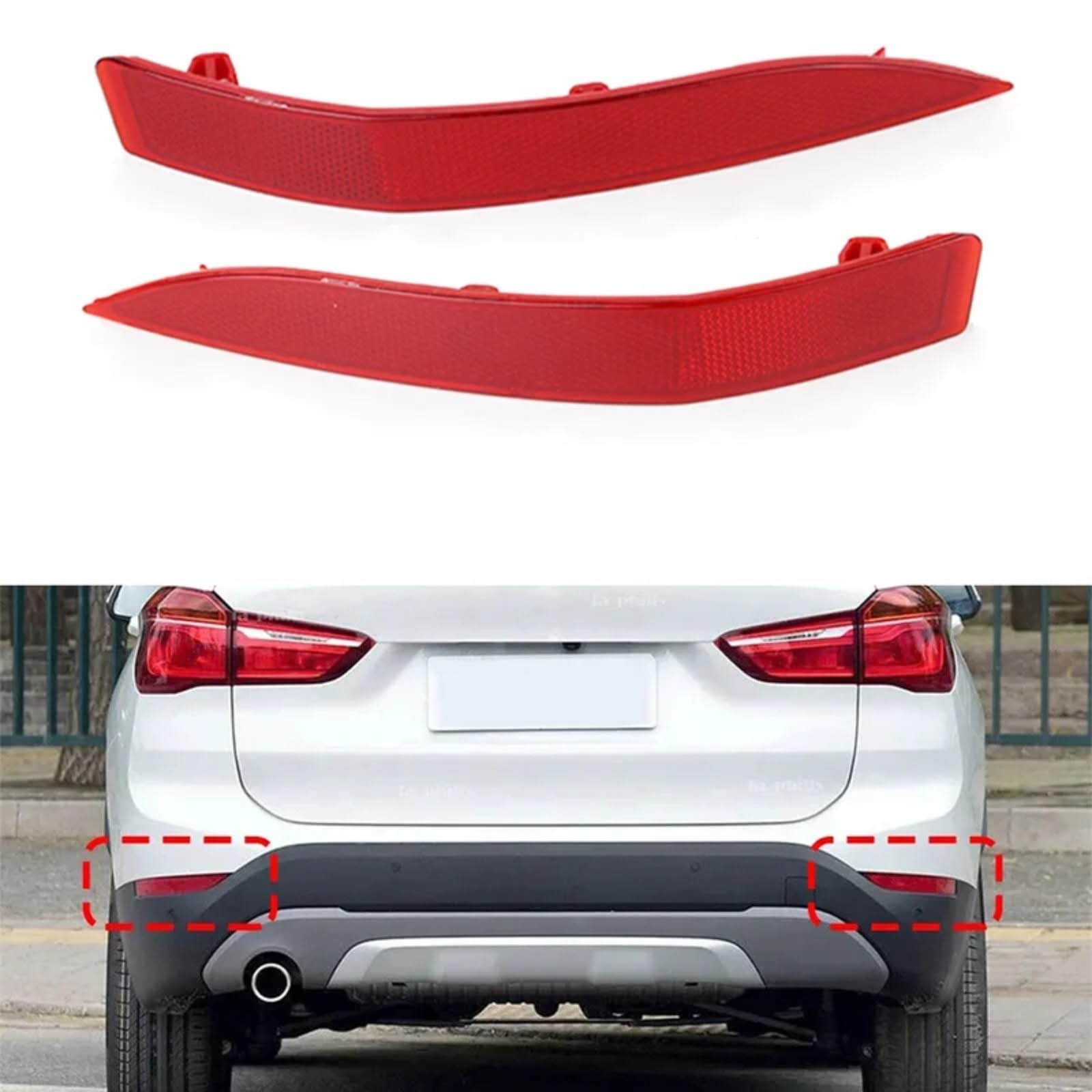 Catarifrangente Paraurti Compatibile Con BMW Per X1 F48 16D 16I 18D 18I 20D 20DX 25i 28i 2014-2019 Strisce Riflettenti Per Paraurti Posteriore Auto 61617355547 61617355548(1pcs Right)