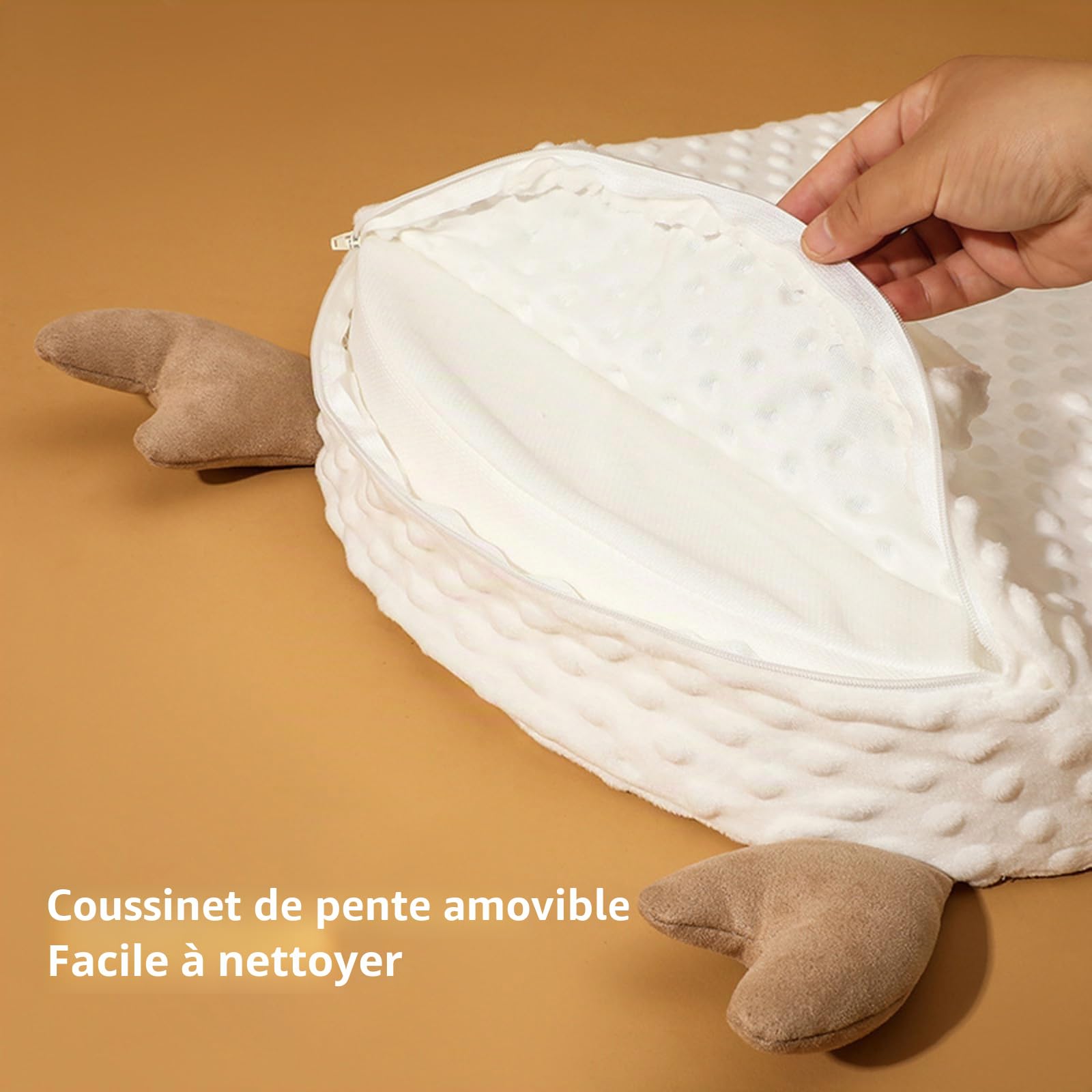 Coussin d'allaitement doux et respirant pour nouveau-né avec coussins compensés pour réduire les crachats (blanc perle, taille unique)