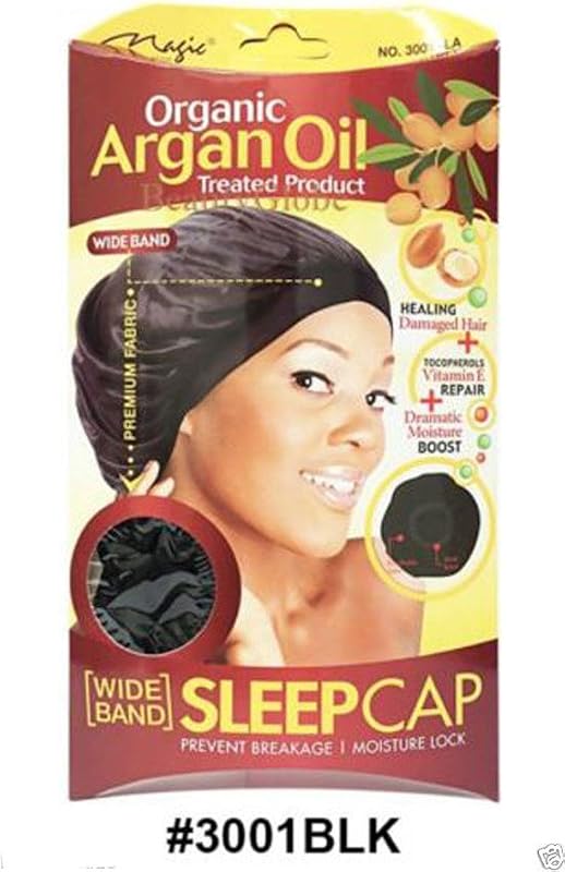 Touca de dormir Magic Collection com faixa larga, tratada com óleo de argan orgânico, #3001 BLA