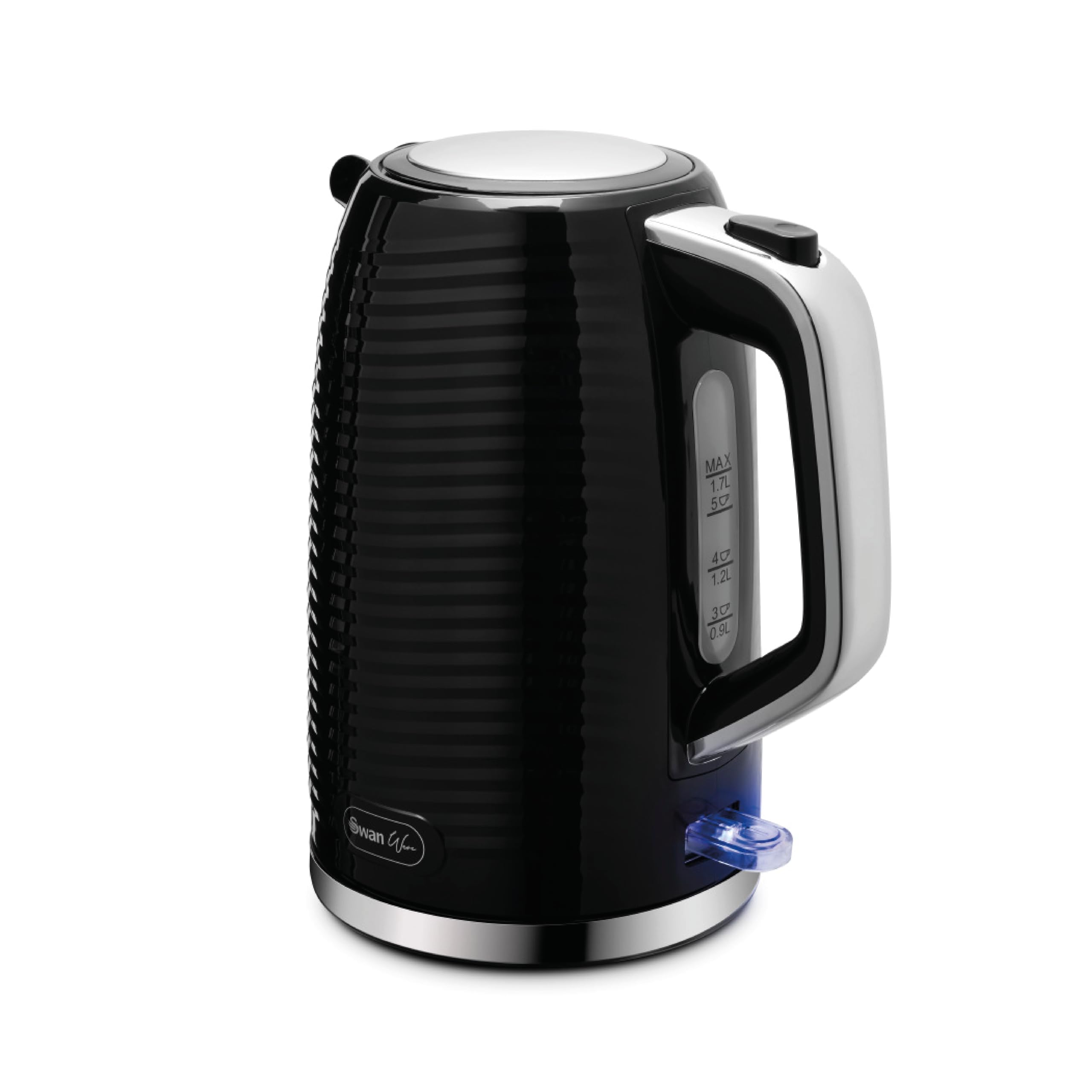 Swan Wave Cordless Kettle, Fast Boil, Boil Dry Protection and Automatic Shut-Off, 360-Degree Base, Removable Limescale Filter, 1.7 Litres, 3000W, Black, SK19034BLK