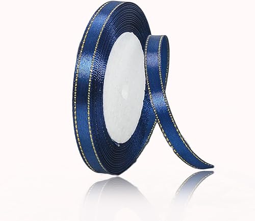 Miniatura 8 de Cintas de satén blanco de 38 pulgadas x 25 yardas, cinta de tela con bordes dorados para envolver regalos, manualidades, ramos florales, lazos para