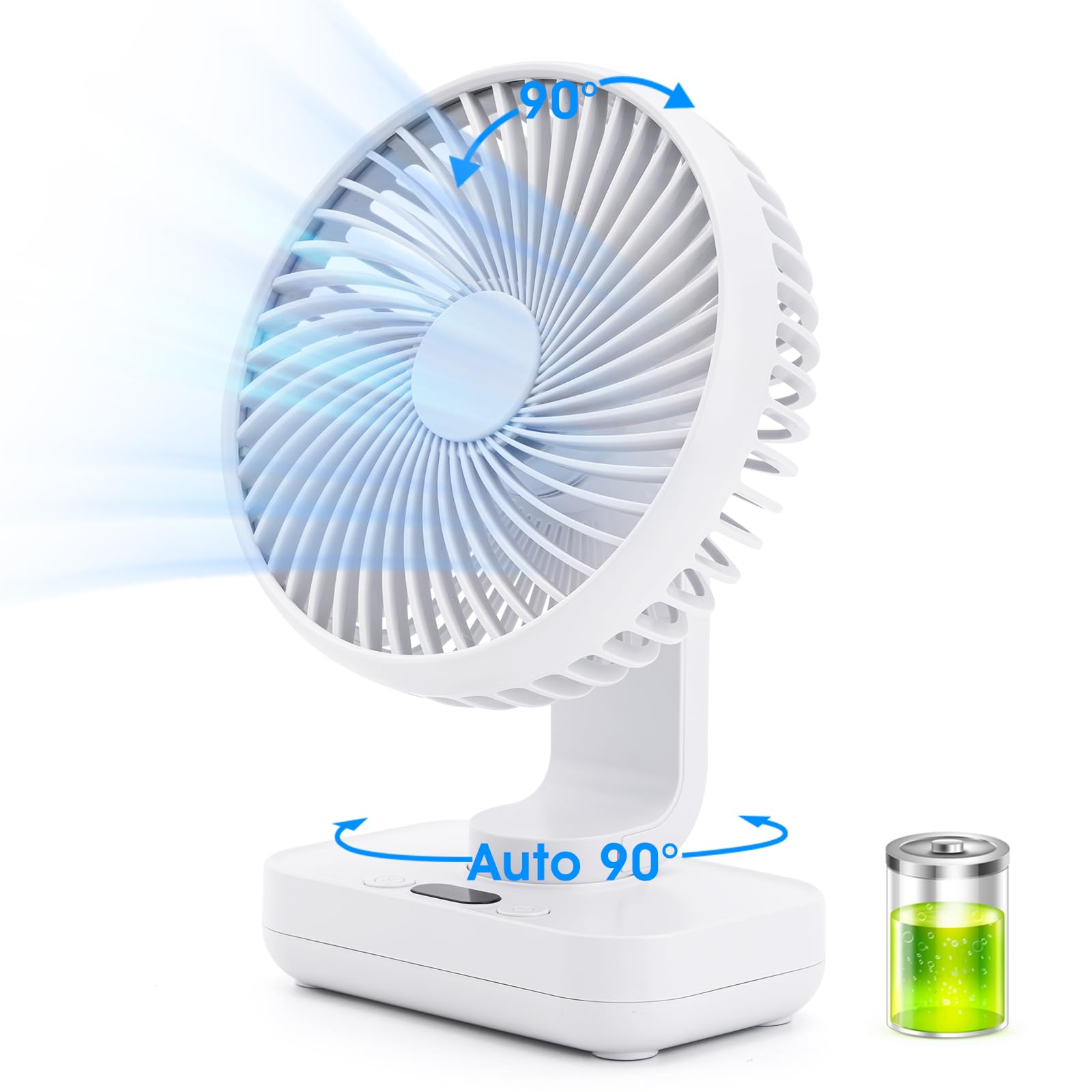 Digibond Oscillating Table Fan Small Oscillating Fan for Bedroom/Indoor/Outdoor Ultra Quiet Mini Desk Fan Auto 90° Rotated 4 Speeds 5in Wall Mounted