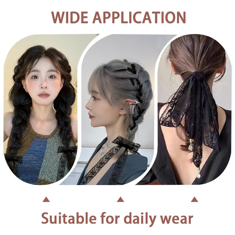 Floral Lace Head Scarf Black White Skinny Scarves Hair Ribbons Scarf French Lace Headband Costume Accessories4