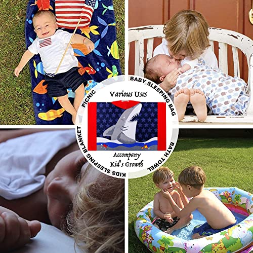 Voova & Movas Kids Hooded Bath Towels | Soft Thick Absorbent Cotton (30X50 Inches) Beach, Bath, Pool Towels With Hood For Boys And Girls Ages 3-10 For Toddler, Large Big White Shark #TOP6