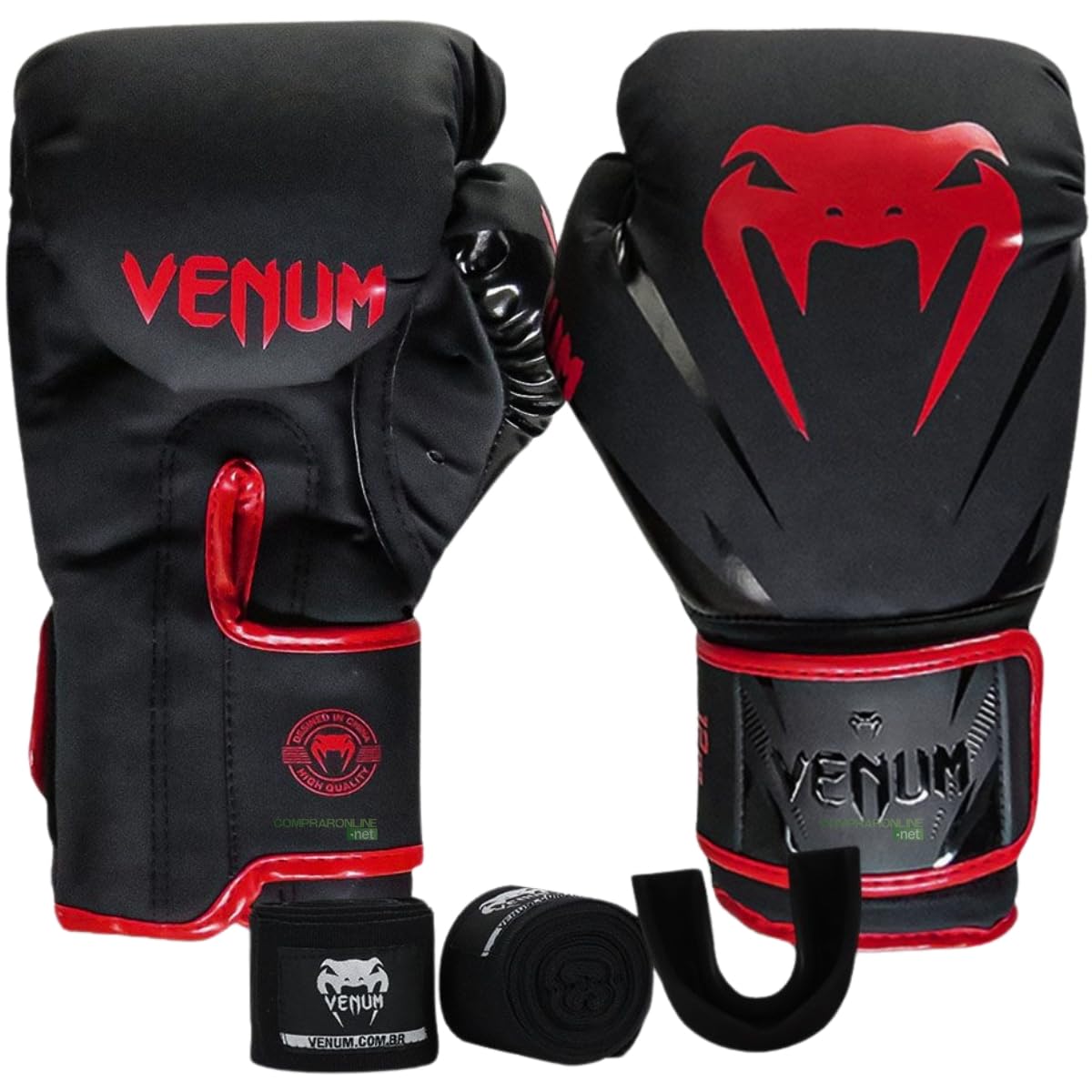Kit Venum Boxe Muay Thai 14 Oz Luva Bandagem Bucal New Impact Evo