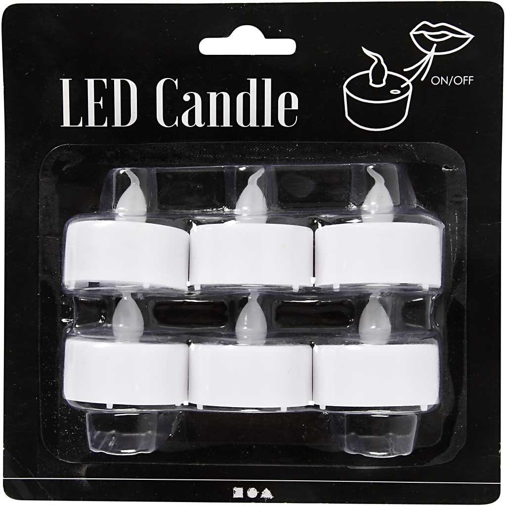 Creativ Candela LED Tea Light H: 35 mm, D: 38 mm, 6 pezzi